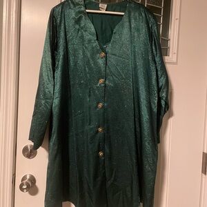 Vintage Stephen Peters Plus Size Green Shimmer Button-Up Dress